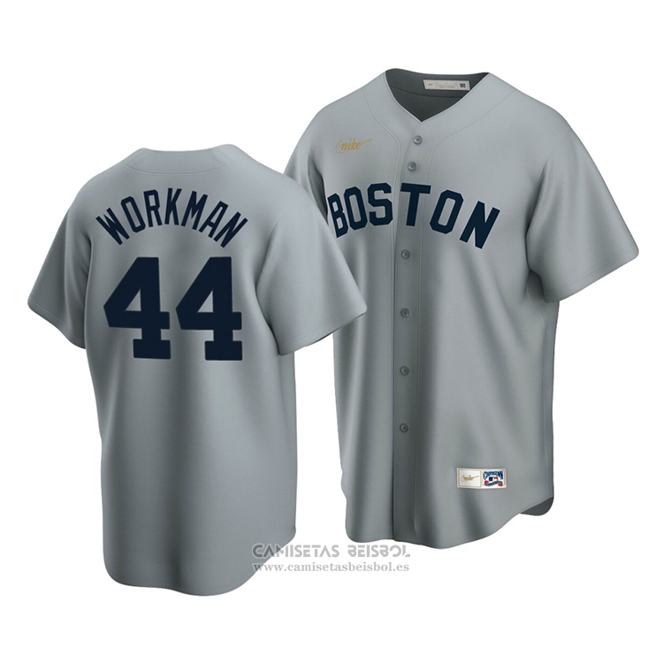 Camiseta Beisbol Hombre Boston Red Sox Brandon Workman Cooperstown Collection Road Gris
